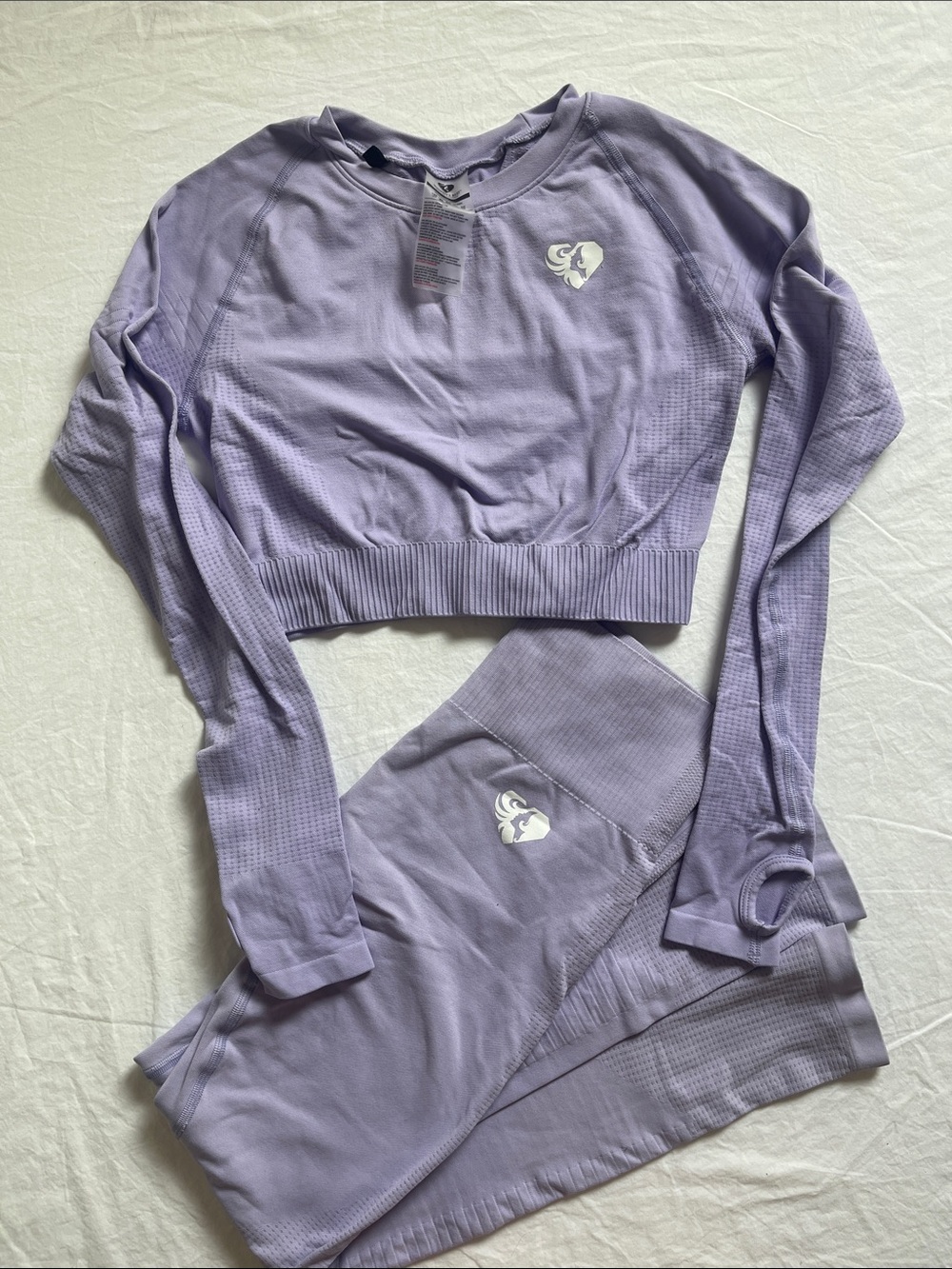 Seamless Lavender Long-Sleeve Crop Sports Top — Women